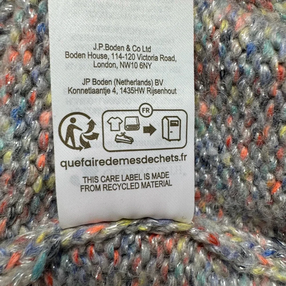 Boden Sweater Womens 2 Confetti Metallic Knit Crew Neck Pullover Preppy Cozy